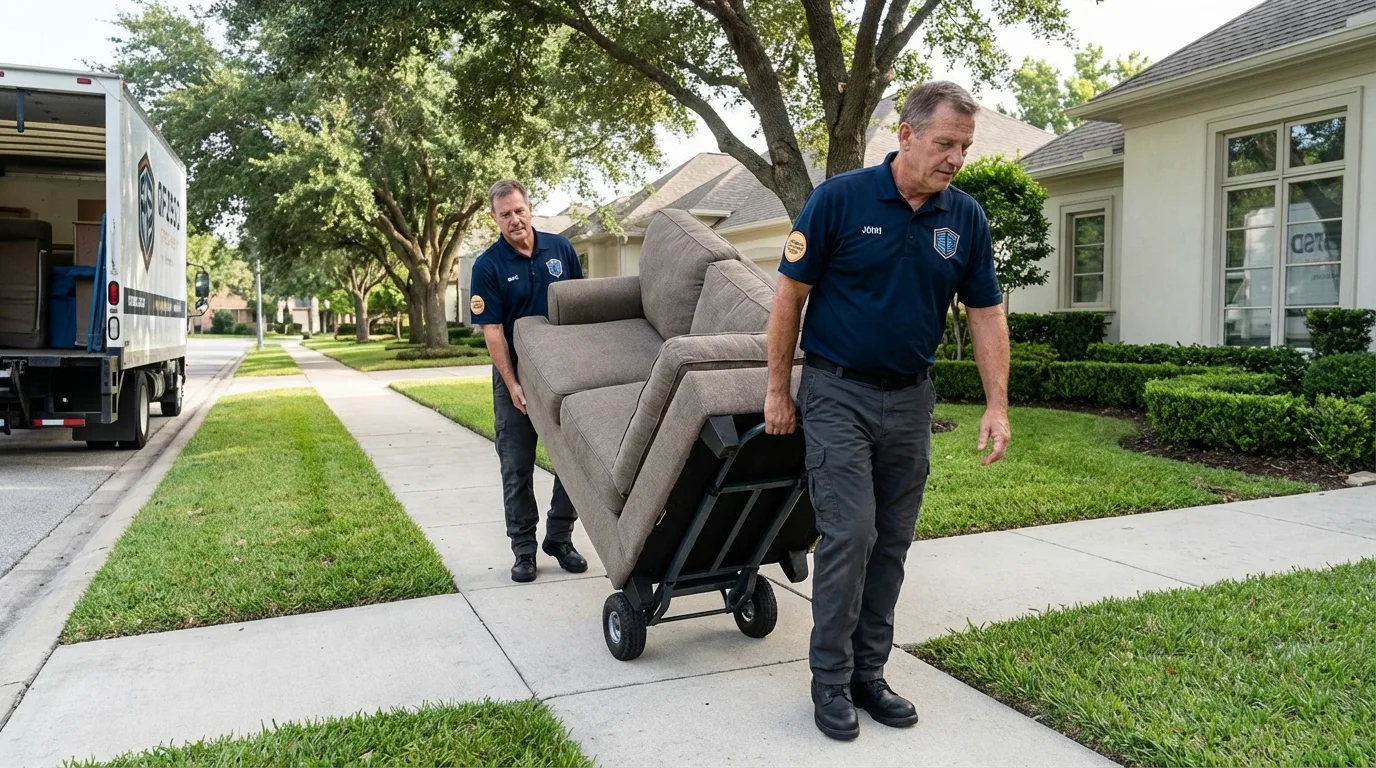 Local residential moving crew loading furniture in Wayne, MI